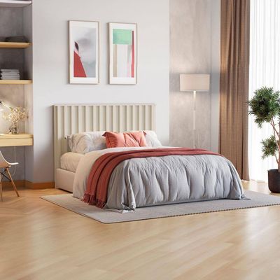 Cabeceira Casal/Queen Size Móveis Europa Vitória Ripada com Detalhes em Baixo Relevo - 166cm de largura Off White