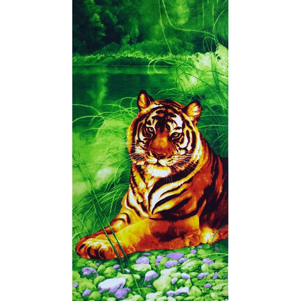Toalha de Praia Margex Microfibra Estampada Tigre 73cm x 145m Verde