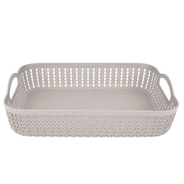 Cesto Trançado Retangular Baixo Grande Branco Antigo Cesto Trançado Retangular Baixo Grande Branco Antigo