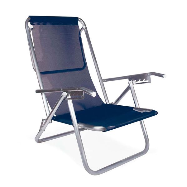 Cadeira Reclinável 5 Posições Alumínio Plus Azul