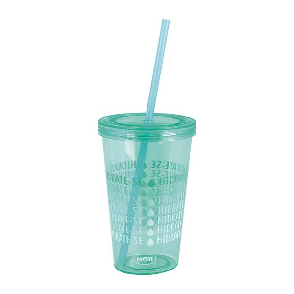 Copo com Canudo Color 625ml - Verde Copo com Canudo Color 625ml - Verde