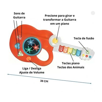 Brinquedo Guitarra Piano e Tambor Musical - Braskit