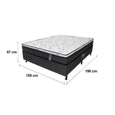 Cama Box Queen Size Castor Dome One Revestida em Tecido Suede + Colchão com Molejo Tecnopedic e Revestimento em Malha 27x158x198cm Bege