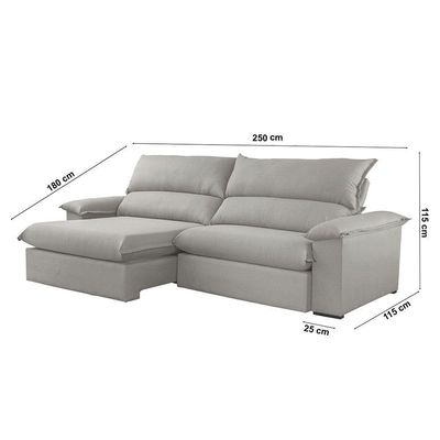 Sofá Filadélfia Linho 02 Módulos 100cm B25cm Meu Sofá Online A230 Linho Cinza