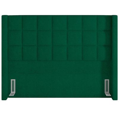 Kit Cabeceira Cama Box Paris 195 cm com Puff Recamier Itália P05 Bouclê Verde - Lyam Decor