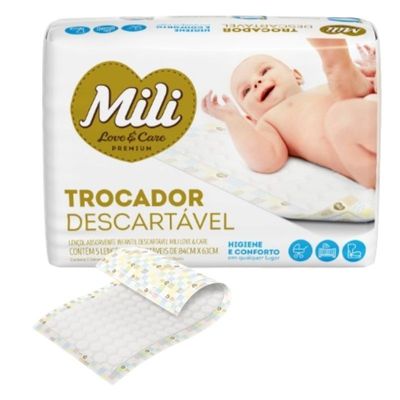 Trocador Descartável Mili  Love&amp;Care 5 Pacotes c/ 5 unidades (Total: 25 trocadores)