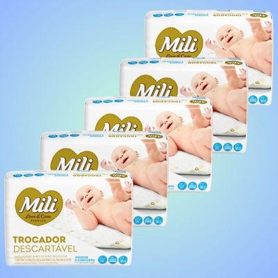 Trocador Descartável Mili  Love&amp;Care 5 Pacotes c/ 5 unidades (Total: 25 trocadores)