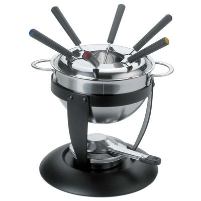 Aparelho de Fondue 2 em 1 Dynasty Table em Aço Inox e Cerâmica 16066 11 peças Inox