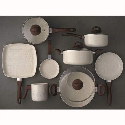 Conjunto de Panelas Brinox Ceramic Life Smart Plus 4791/105 Antiaderente 8 Peças Vanilla