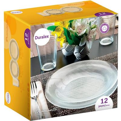 Aparelho de Jantar Diamante 12 Peças Duralex Transparente