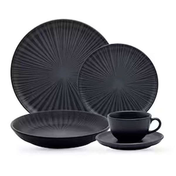 Aparelho de Jantar Oxford Onix em Cerâmica com 20 Peças Preto