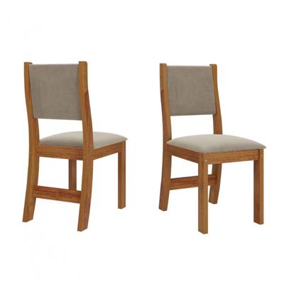 Conjunto Sala de Jantar de Canto Bernardo 2 Cadeiras Viero Mel/Pérola