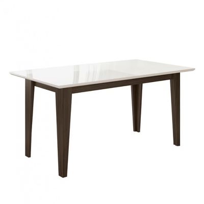Conjunto de Sala de Jantar Mesa com 6 Cadeiras Goya Poliman Amêndoa com Off White