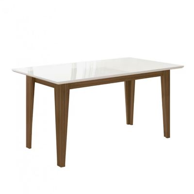 Conjunto de Sala de Jantar Mesa com 6 Cadeiras Goya Poliman Carvalho com Off White