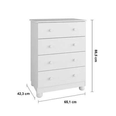 Berço Americano + Cômoda Infantil Peroba Duda Plus com 4 Gavetas - 65,1cm de largura Branco