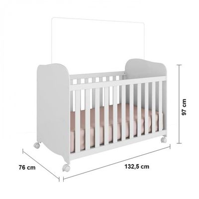 Berço Americano + Cômoda Infantil Peroba Duda Plus com 4 Gavetas - 65,1cm de largura Branco