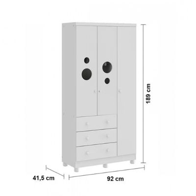 Guarda-Roupa Infantil Peroba Duda Plus com 92 cm de largura + Cômoda com 1 Porta, 4 Gavetas, 1 Prateleira com 65,1 cm de largura + Berço Branco