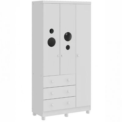 Guarda-Roupa Infantil Peroba Duda Plus com 92 cm de largura + Cômoda com 1 Porta, 4 Gavetas, 1 Prateleira com 65,1 cm de largura + Berço Branco