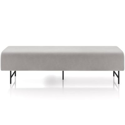 Puff Recamier Decorativo com Pés Industrial 140cm Novara P05 Veludo Cinza - Lyam Decor