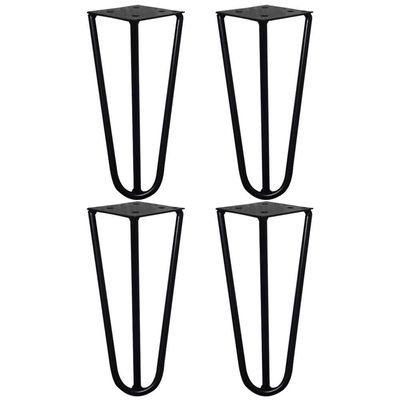 Kit 4 Pés de Metal 15 CM Hairpin Legs Mesas de Centro Puffs Preto G41