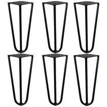 Kit 6 Pés de Metal 15 CM Hairpin Legs Mesas de Centro Puffs Preto G41