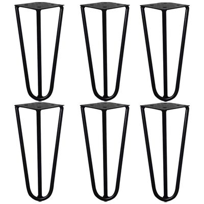 Kit 6 Pés de Metal 15 CM Hairpin Legs Mesas de Centro Puffs Preto G41