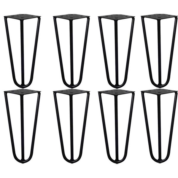 Kit 8 Pés de Metal 15 CM Hairpin Legs Mesas de Centro Puffs Preto G41