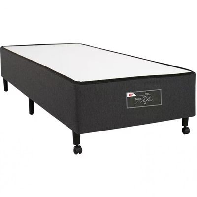 Base Box de Solteiro Castor New Alfa com Revestimento em Tecido Poliéster 40x88x188cm Cinza