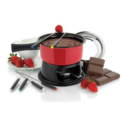 Aparelho de Fondue Forma Firenze 12 Peças Preto com Vermelho