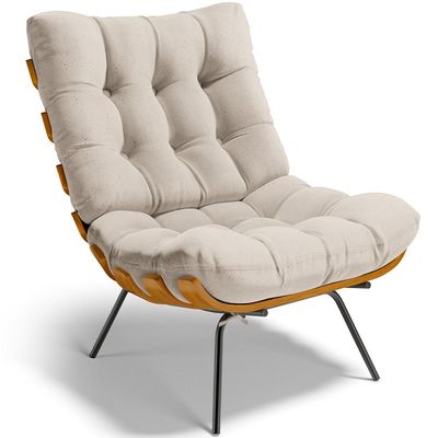 Kit 2 Poltronas Decorativas Sala de Estar Costela L02 Linho Cru - Lyam Decor