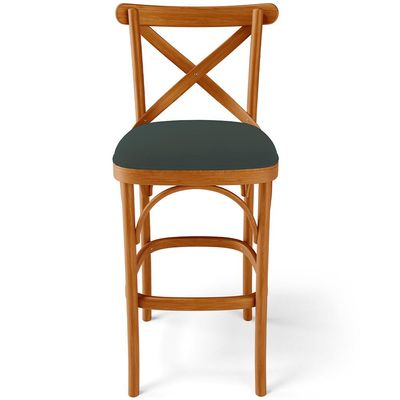 Banqueta Alta Cozinha Bancada Bar Sala de Jantar Estofada Ávila L02 Suede Verde Musgo - Lyam