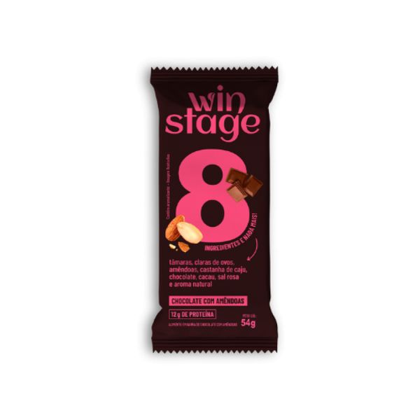 Barra de Proteína Chocolate com Amêndoas Sem Açúcar WinStage 54g
