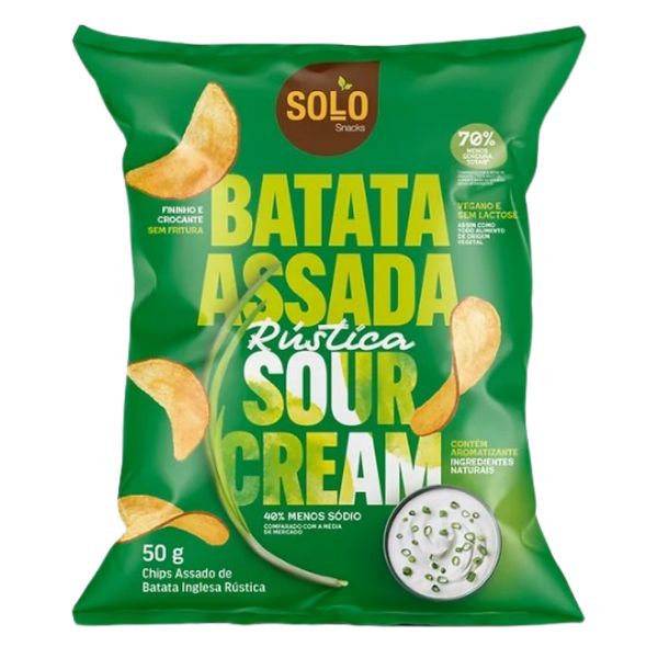 Chips de Batata Inglesa Rústica Assado Sour Cream Solo Snacks 50g