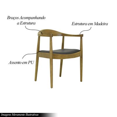 Cadeira Decorativa Sala de Jantar Columbia PU Madeira Rústica Bege G56 - Gran Belo