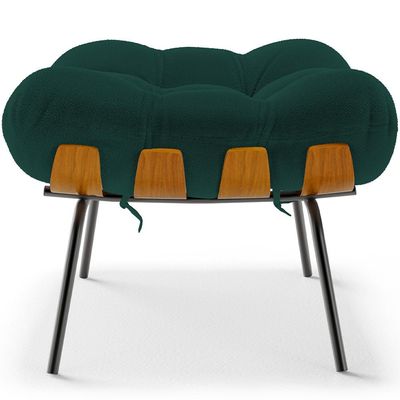 Puff Decorativo Sala de Estar Costela L02 Bouclê Verde - Lyam Decor