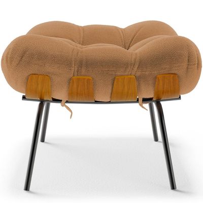 Puff Decorativo Sala de Estar Costela L02 Bouclê Mostarda - Lyam Decor