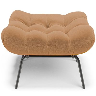 Puff Decorativo Sala de Estar Costela L02 Bouclê Mostarda - Lyam Decor