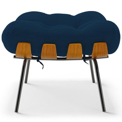 Puff Decorativo Sala de Estar Costela L02 Suede Azul Marinho - Lyam Decor