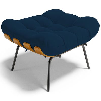 Puff Decorativo Sala de Estar Costela L02 Suede Azul Marinho - Lyam Decor
