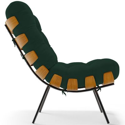Poltrona Decorativa Sala de Estar Costela L02 Suede Verde Musgo - Lyam Decor