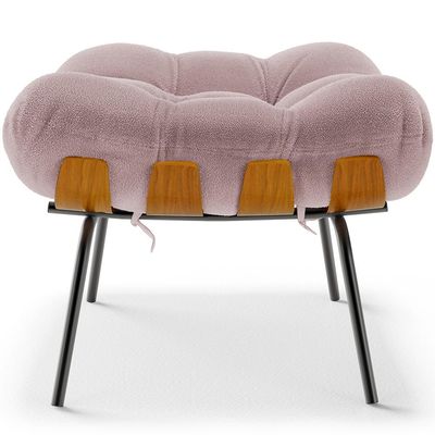 Puff Decorativo Sala de Estar Costela L02 Bouclê Rosê - Lyam Decor