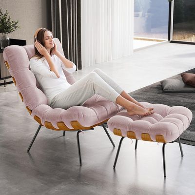 Puff Decorativo Sala de Estar Costela L02 Bouclê Rosê - Lyam Decor