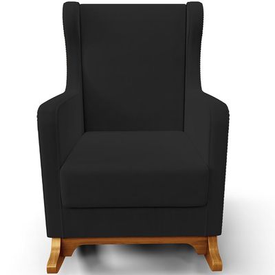 Poltrona de Amamentação com Balanço Mavie L02 Suede Preto - Lyam Decor