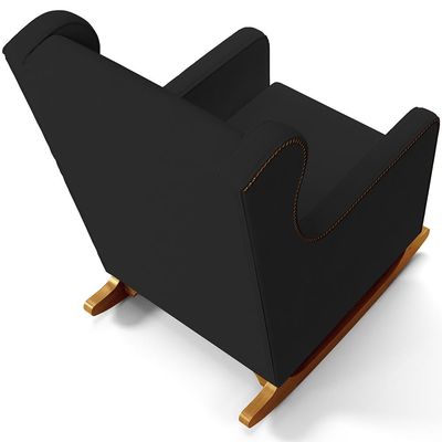 Poltrona de Amamentação com Balanço Mavie L02 Suede Preto - Lyam Decor