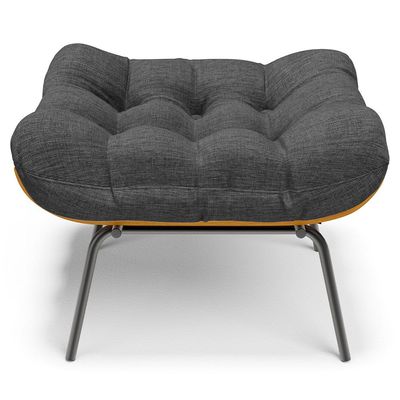Puff Decorativo Sala de Estar Costela L02 Linho Cinza Escuro - Lyam Decor