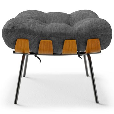 Puff Decorativo Sala de Estar Costela L02 Linho Cinza Escuro - Lyam Decor