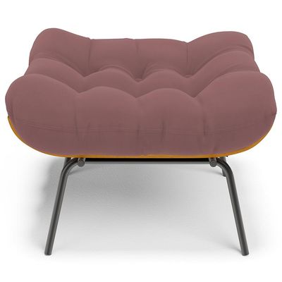 Puff Decorativo Sala de Estar Costela L02 Suede Rosê - Lyam Decor