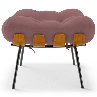 Puff Decorativo Sala de Estar Costela L02 Suede Rosê - Lyam Decor