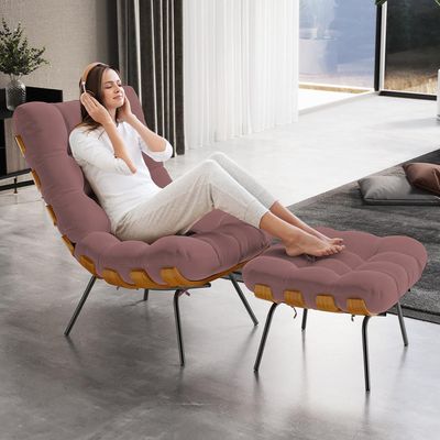 Puff Decorativo Sala de Estar Costela L02 Suede Rosê - Lyam Decor