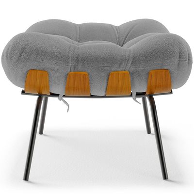 Puff Decorativo Sala de Estar Costela L02 Bouclê Cinza - Lyam Decor